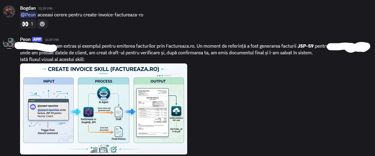 Asistentul descrie un exemplu de facturare din istoricul conversațiilor.